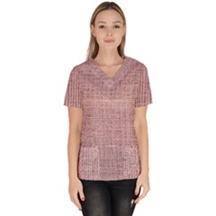 Terracotta Linen Women s V-neck Scrub Top by ConteMonfrey