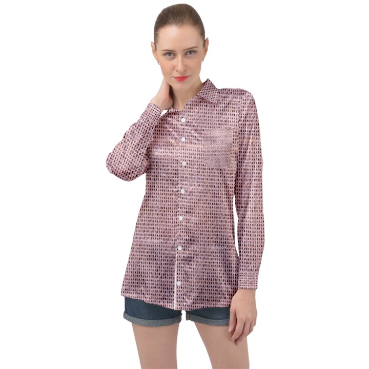 Terracotta Linen Long Sleeve Satin Shirt