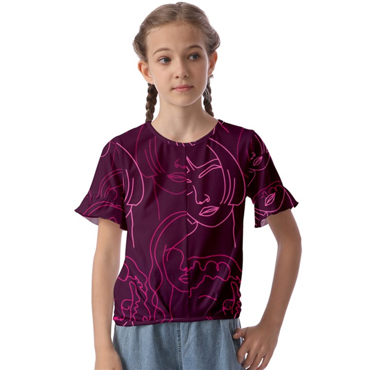 Im Only Woman Kids  Cuff Sleeve Scrunch Bottom Tee