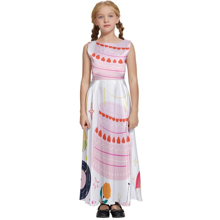 Its Time To Celebrate Kids  Satin Sleeveless Maxi Dress