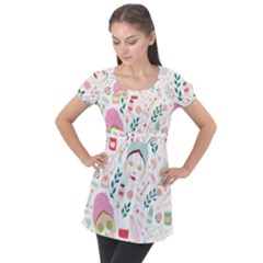 Skincare Night Puff Sleeve Tunic Top by ConteMonfrey