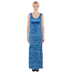 Blue Denim  Thigh Split Maxi Dress by ConteMonfrey