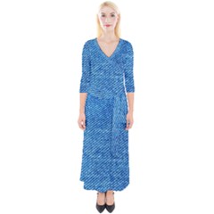 Blue Denim  Quarter Sleeve Wrap Maxi Dress by ConteMonfrey