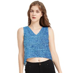 Blue Denim  V-neck Cropped Tank Top by ConteMonfrey