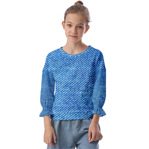 Blue Denim  Kids  Cuff Sleeve Top by ConteMonfrey