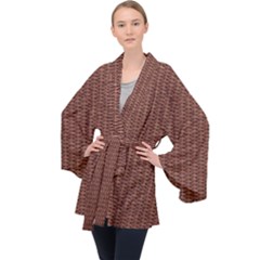 Terracotta Straw - Country Side  Long Sleeve Velvet Kimono  by ConteMonfrey