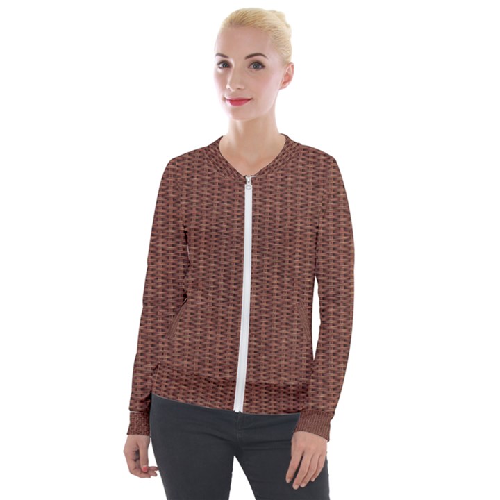 Terracotta Straw - Country Side  Velvet Zip Up Jacket