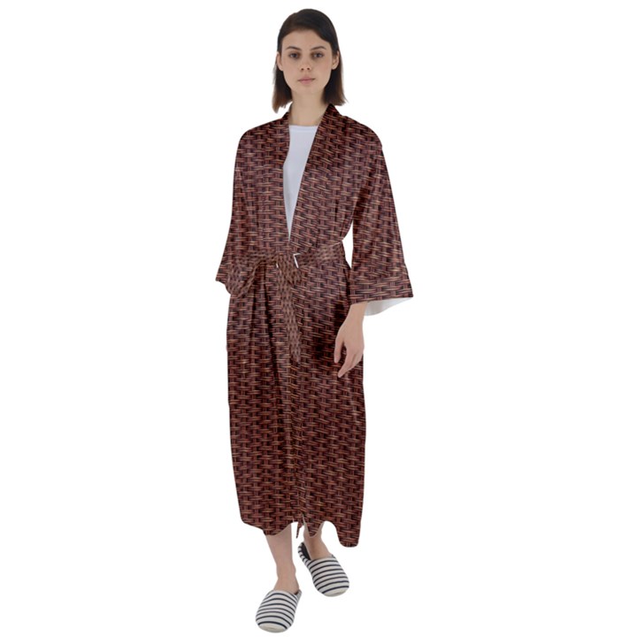 Terracotta Straw - Country Side  Maxi Satin Kimono