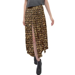 Straw Like Country Side  Velour Split Maxi Skirt by ConteMonfrey