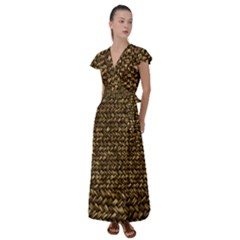 Straw Like Country Side  Flutter Sleeve Maxi Dress by ConteMonfrey