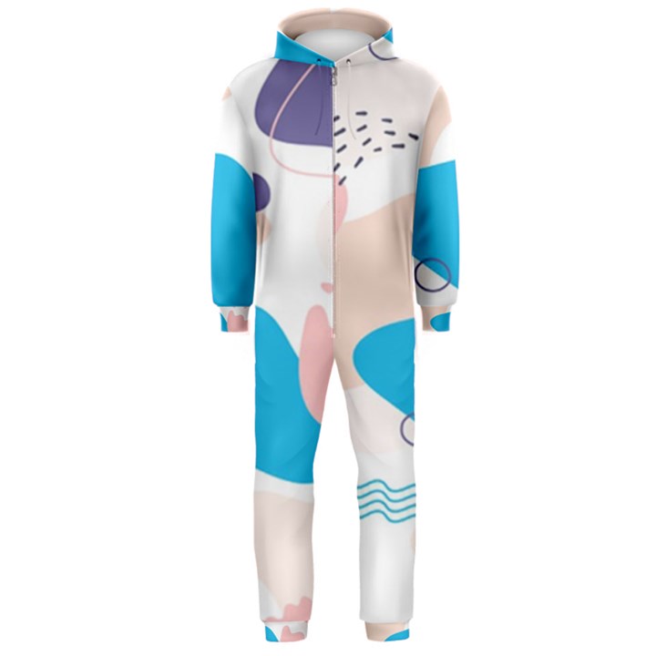 Hand-drawn-abstract-organic-shapes-background Hooded Jumpsuit (Men)