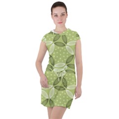 Pattern Green Drawstring Hooded Dress