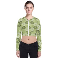 Pattern Green Long Sleeve Zip Up Bomber Jacket by designsbymallika