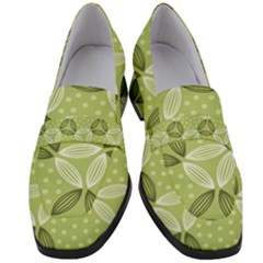 Pattern Green Women s Chunky Heel Loafers by designsbymallika