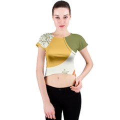 Multi Color Pattern Crew Neck Crop Top by designsbymallika