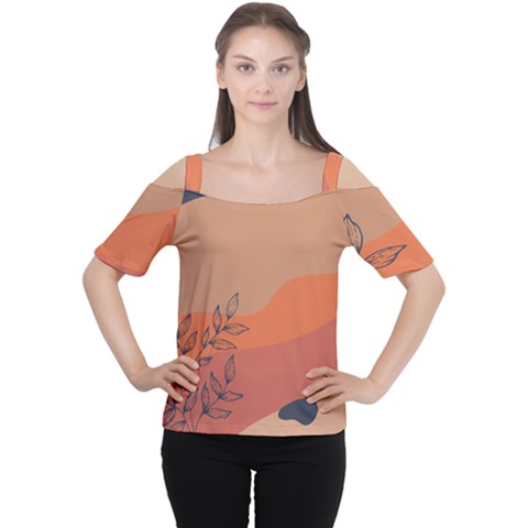 Orange Pattern Cutout Shoulder Tee by designsbymallika