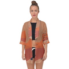 Orange Pattern Open Front Chiffon Kimono by designsbymallika