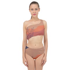 Orange Pattern Spliced Up Two Piece Swimsuit by designsbymallika