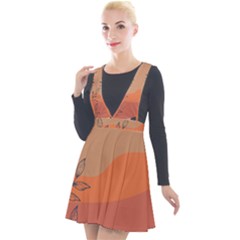 Orange Pattern Plunge Pinafore Velour Dress by designsbymallika