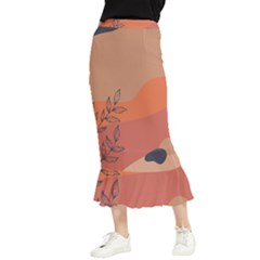 Orange Pattern Maxi Fishtail Chiffon Skirt by designsbymallika