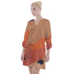 Orange Pattern Open Neck Shift Dress by designsbymallika