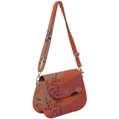 Orange Pattern Saddle Handbag by designsbymallika