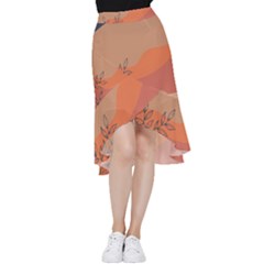 Orange Pattern Frill Hi Low Chiffon Skirt by designsbymallika