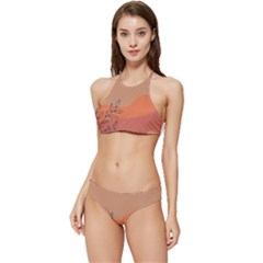 Orange Pattern Banded Triangle Bikini Set by designsbymallika