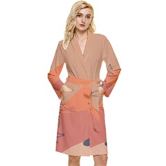 Orange Pattern Long Sleeve Velour Robe by designsbymallika