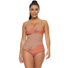 Orange Pattern Retro Full Coverage Swimsuit by designsbymallika