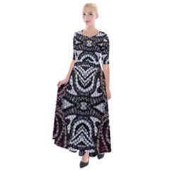 Autumn Patterns Half Sleeves Maxi Dress