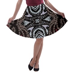 Autumn Patterns A-line Skater Skirt by kaleidomarblingart