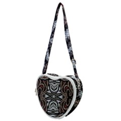 Autumn Patterns Heart Shoulder Bag by kaleidomarblingart