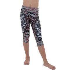 Autumn Patterns Kids  Lightweight Velour Capri Leggings  by kaleidomarblingart