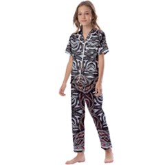 Autumn Patterns Kids  Satin Short Sleeve Pajamas Set by kaleidomarblingart