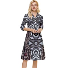 Autumn Patterns Classy Knee Length Dress by kaleidomarblingart