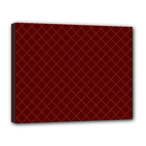 Diagonal Dark Red Small Plaids Geometric  Canvas 14  X 11  (stretched) by ConteMonfrey