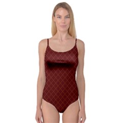 Diagonal Dark Red Small Plaids Geometric  Camisole Leotard  by ConteMonfrey