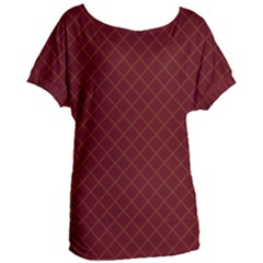 Diagonal Dark Red Small Plaids Geometric  Women s Oversized Tee by ConteMonfrey