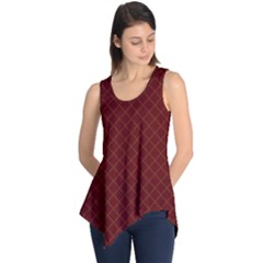 Diagonal Dark Red Small Plaids Geometric  Sleeveless Tunic by ConteMonfrey