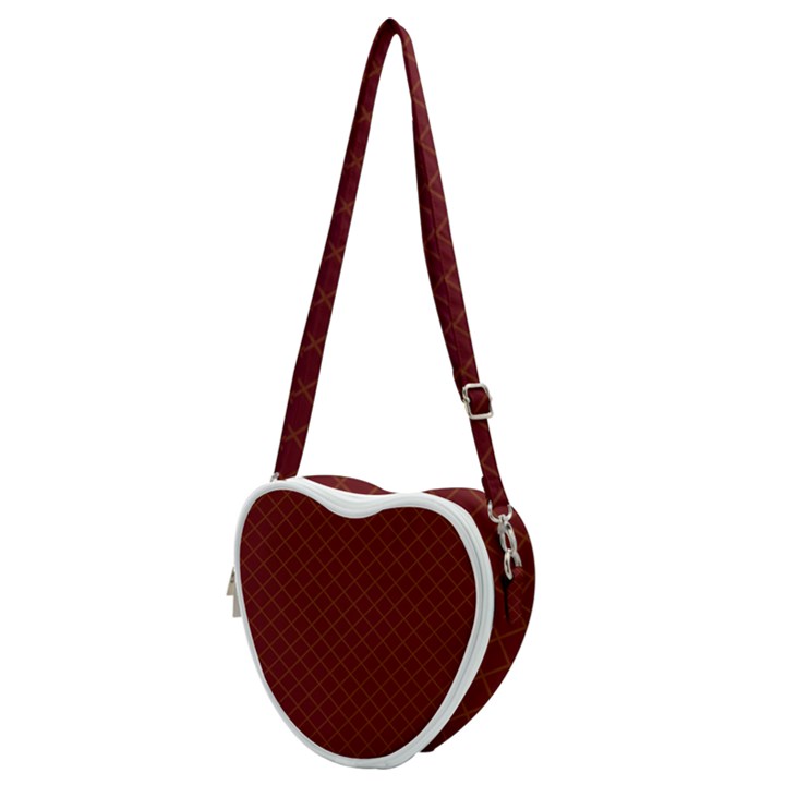 Diagonal Dark Red Small Plaids Geometric  Heart Shoulder Bag