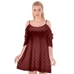 Diagonal Dark Red Small Plaids Geometric  Cutout Spaghetti Strap Chiffon Dress by ConteMonfrey