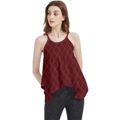 Diagonal Dark Red Small Plaids Geometric  Flowy Camisole Tank Top by ConteMonfrey