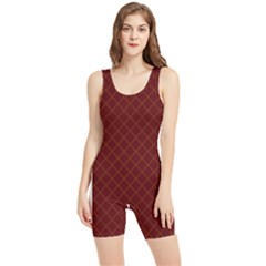 Diagonal Dark Red Small Plaids Geometric  Women s Wrestling Singlet by ConteMonfrey