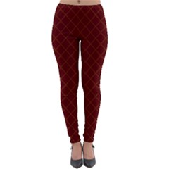 Diagonal Dark Red Small Plaids Geometric  Lightweight Velour Leggings by ConteMonfrey