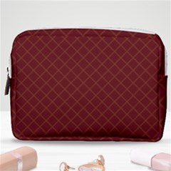 Diagonal Dark Red Small Plaids Geometric  Make Up Pouch (medium) by ConteMonfrey