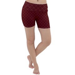 Diagonal Dark Red Small Plaids Geometric  Lightweight Velour Yoga Shorts by ConteMonfrey