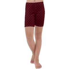 Diagonal Dark Red Small Plaids Geometric  Kids  Lightweight Velour Capri Yoga Leggings by ConteMonfrey