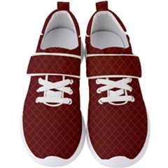 Diagonal Dark Red Small Plaids Geometric  Men s Velcro Strap Shoes by ConteMonfrey