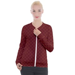 Diagonal Dark Red Small Plaids Geometric  Casual Zip Up Jacket by ConteMonfrey